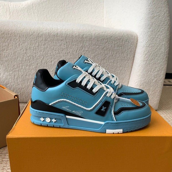 Sneaker LV Trainer in pelle di vacchetta blu