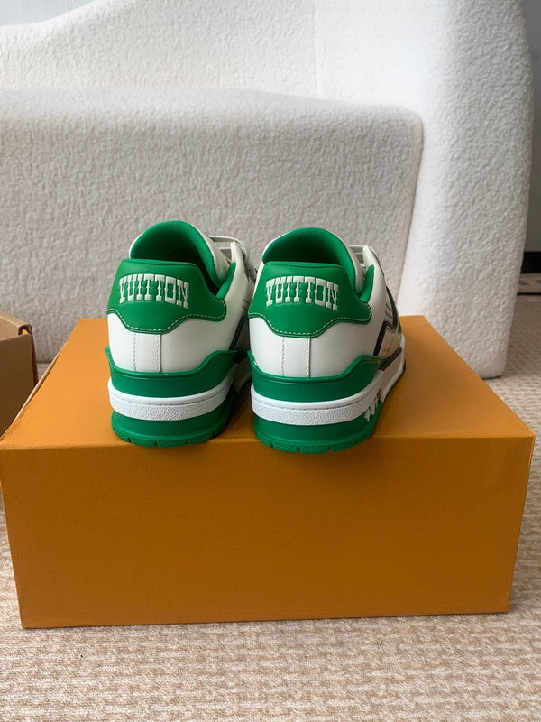 LV Trainer Sneaker White Mix Green Cowhide