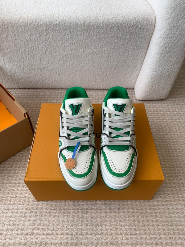 LV Trainer Sneaker White Mix Green Cowhide