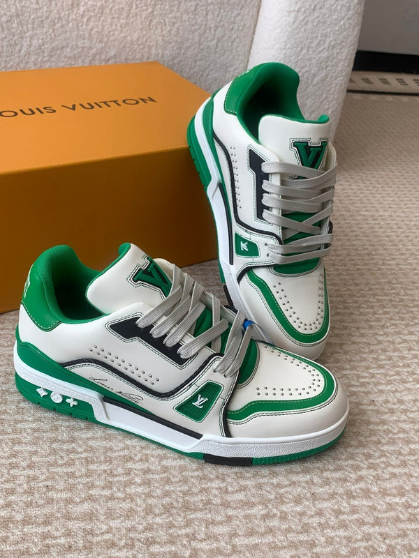 LV Trainer Sneaker White Mix Green Cowhide