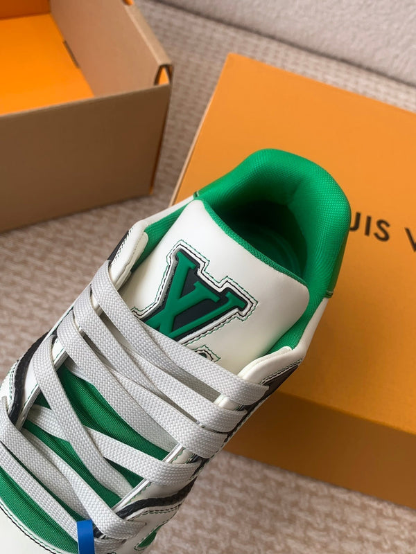 LV Trainer Sneaker White Mix Green Cowhide