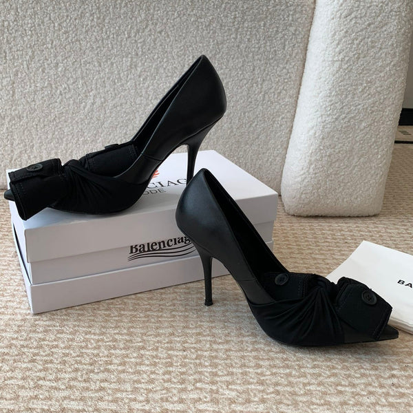 DÉCOLLETÉ ALTO KNIFE SHIRT IN COTONE NERO E PELLE DI VITELLO