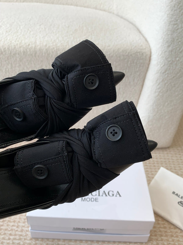 DÉCOLLETÉ ALTO KNIFE SHIRT IN COTONE NERO E PELLE DI VITELLO