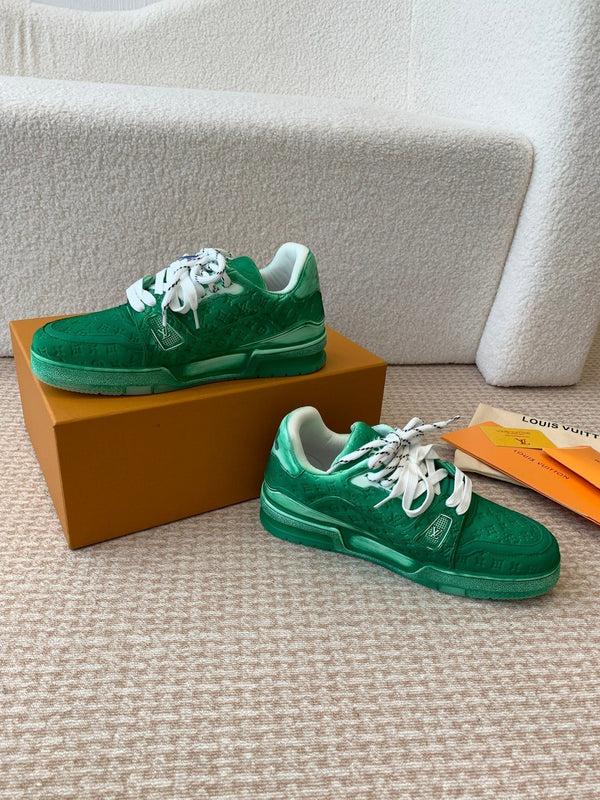 Sneaker LV Trainer 30mm in pelle bovina verde