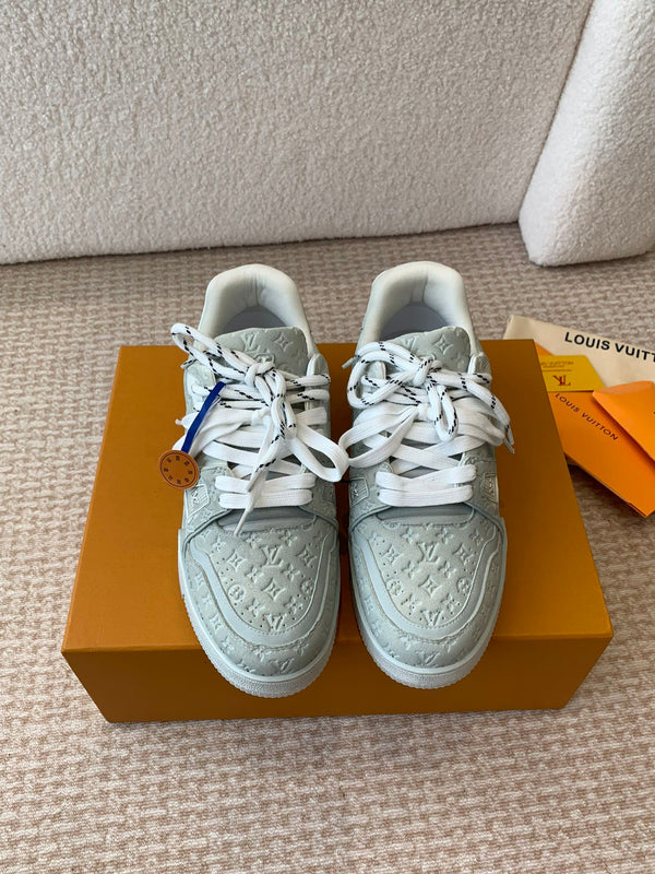 LV Trainer Sneaker 30mm Blue Gray Cowhide