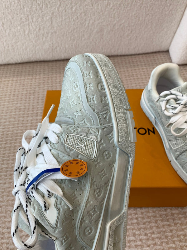 LV Trainer Sneaker 30mm Blue Gray Cowhide