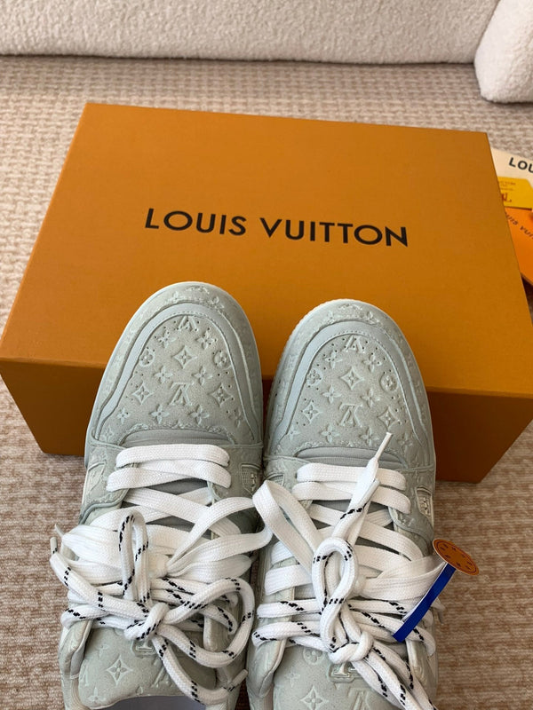 LV Trainer Sneaker 30mm Blue Gray Cowhide