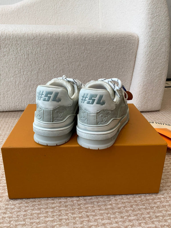 LV Trainer Sneaker 30mm Blue Gray Cowhide