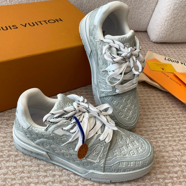 LV Trainer Sneaker 30mm Blue Gray Cowhide