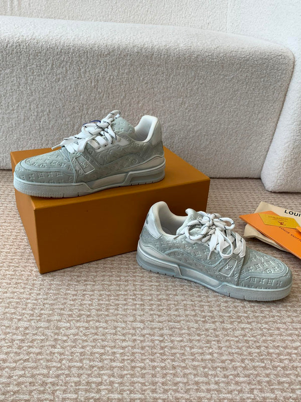 LV Trainer Sneaker 30mm Blue Gray Cowhide