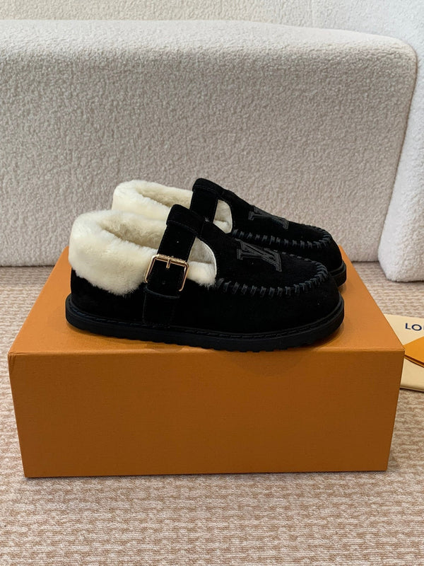 COLORADO COMFORT MARY JANE IN BLACK SUEDE AND SHEARLING LINING