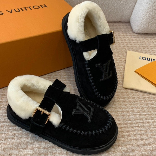 COLORADO COMFORT MARY JANE IN BLACK SUEDE AND SHEARLING LINING