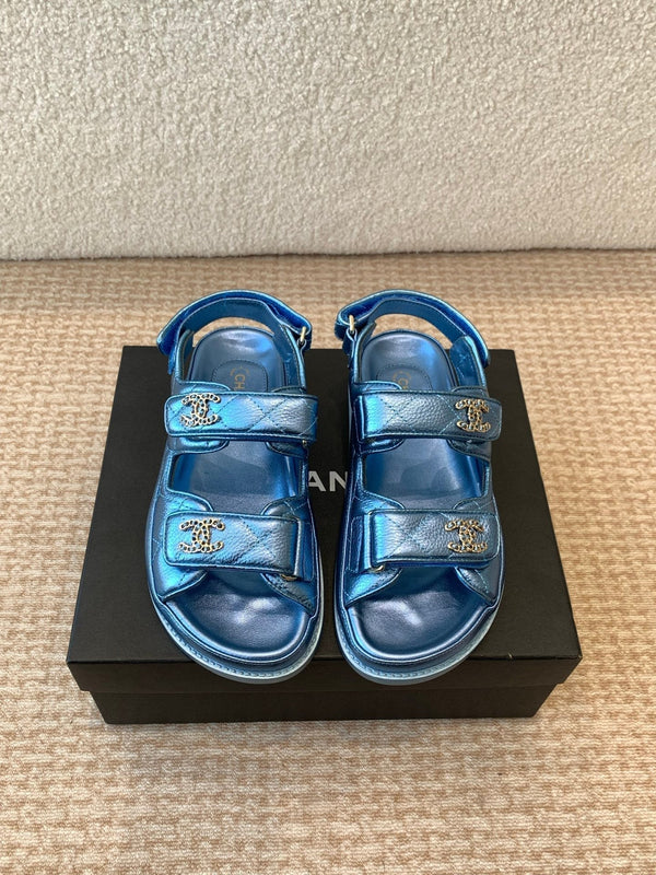 SANDALO DAD IN PELLE DI MONTONE BLU OTTANIO