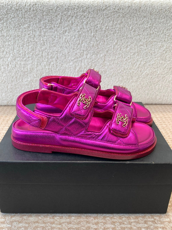 SANDALO DAD IN PELLE DI MONTONE VIOLA MAGENTA