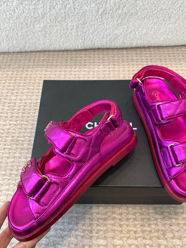 SANDALO DAD IN PELLE DI MONTONE VIOLA MAGENTA