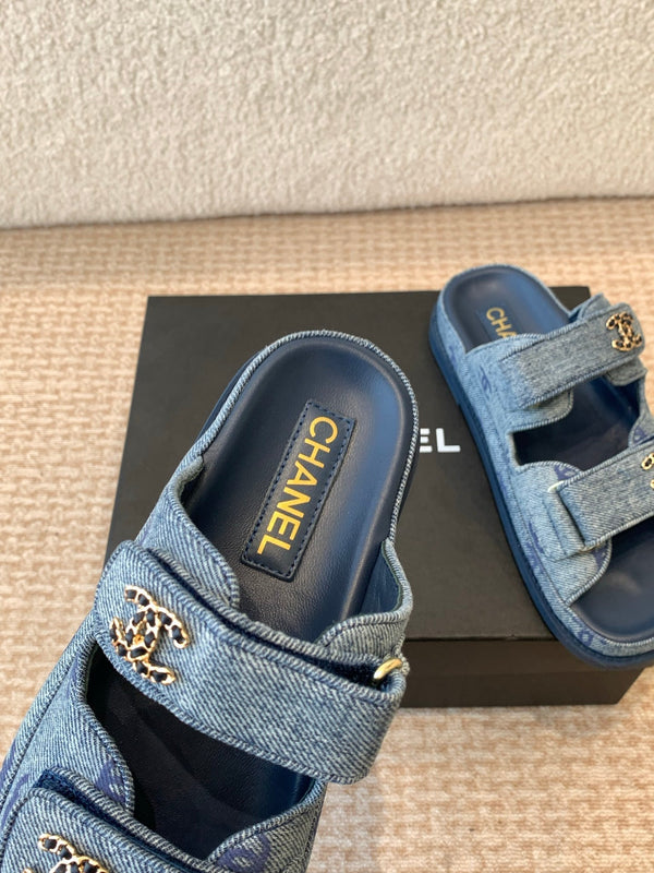 SANDALO DA PAPA' IN CLASSICO TESSUTO DENIM BLU