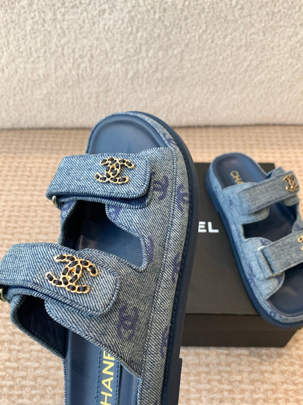 SANDALO DA PAPA' IN CLASSICO TESSUTO DENIM BLU