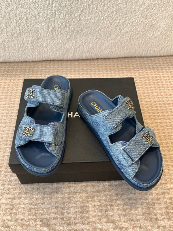 SANDALO DA PAPA' IN CLASSICO TESSUTO DENIM BLU