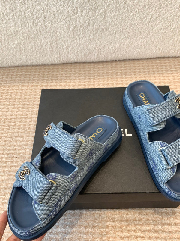 SANDALO DA PAPA' IN CLASSICO TESSUTO DENIM BLU