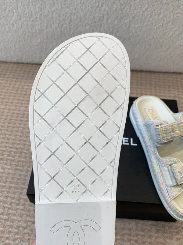 SANDALO DAD IN TESSUTO BIANCO CON PAILLETTES MULE