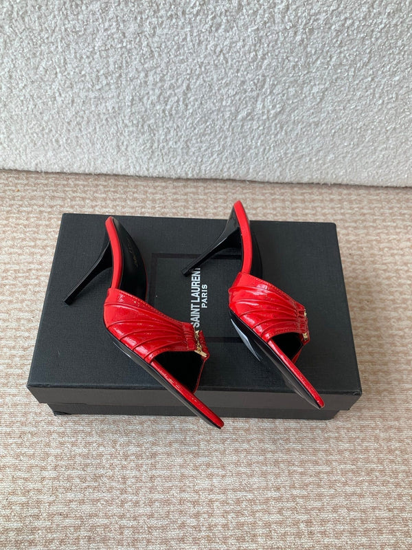 SL Babylone Sandal Heeled 10cm Red Patent Calfskin