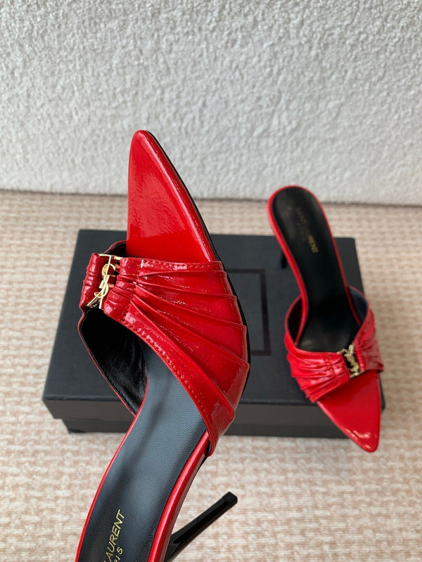 SL Babylone Sandal Heeled 10cm Red Patent Calfskin