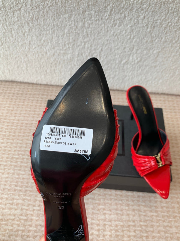 SL Babylone Sandal Heeled 10cm Red Patent Calfskin