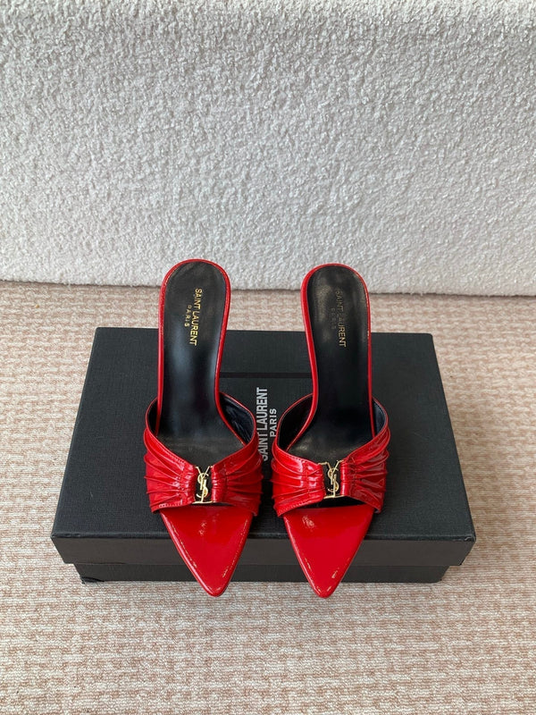 SL Babylone Sandal Heeled 10cm Red Patent Calfskin