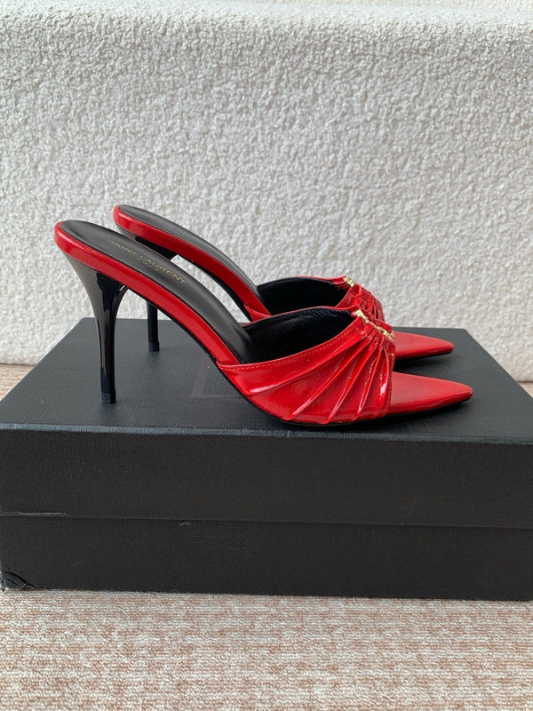 SL Babylone Sandal Heeled 10cm Red Patent Calfskin