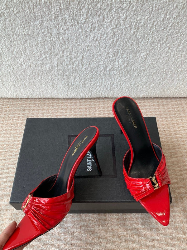 SL Babylone Sandal Heeled 10cm Red Patent Calfskin