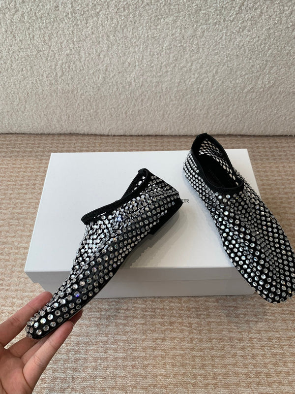 CL 25 Ballet Flats Black Silver Mesh Hot Diamond 345530