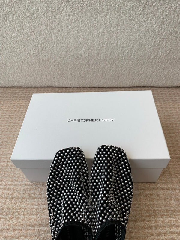 CL 25 Ballet Flats Black Silver Mesh Hot Diamond 345530