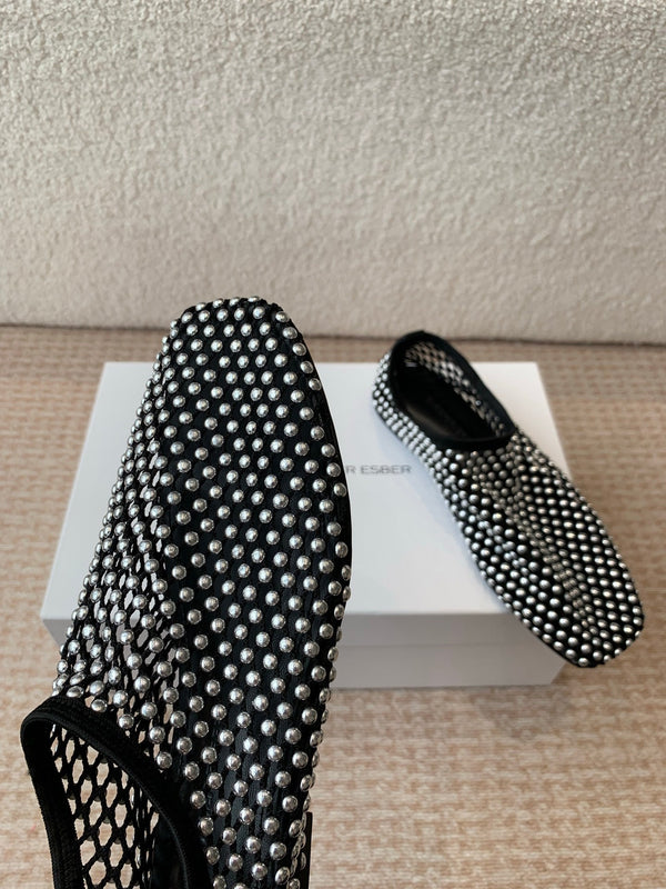 CL 25 Ballet Flats Black Silver Mesh Hot Diamond 345530