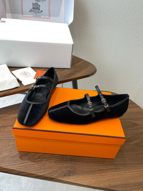 HM 25s Mary Jane Double strap Black Velvet 422562