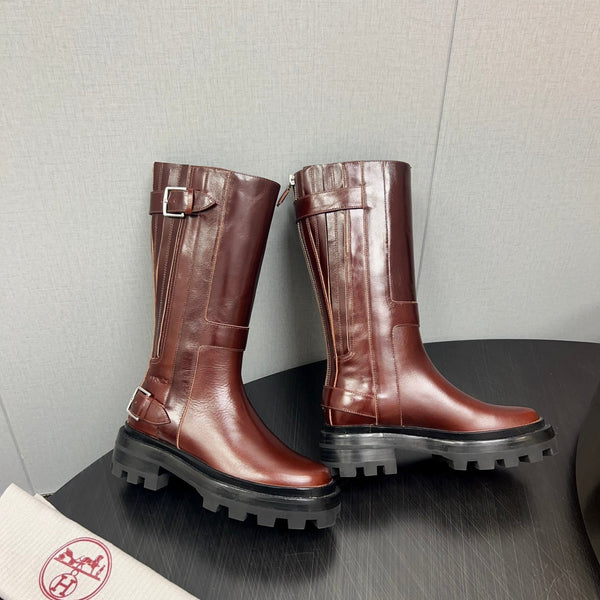 HM Jaimy High Boot 30mm In Red Brown Cowhide 952469