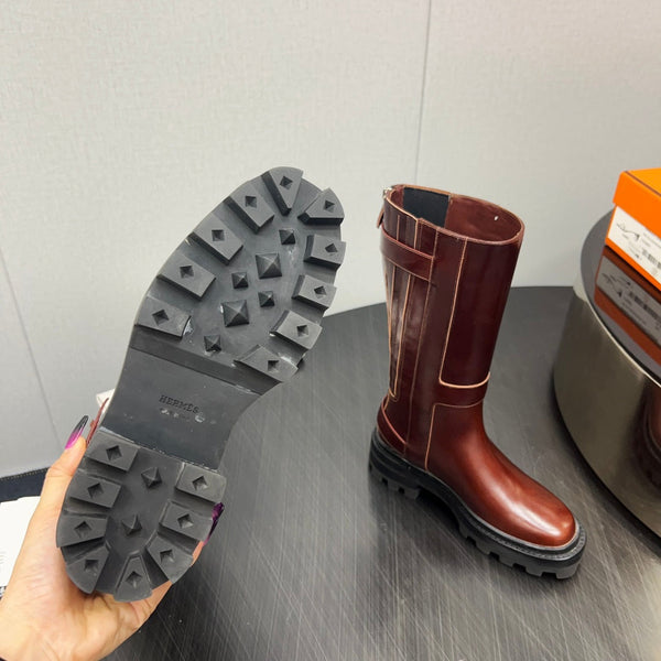 HM Jaimy High Boot 30mm In Red Brown Cowhide  952469