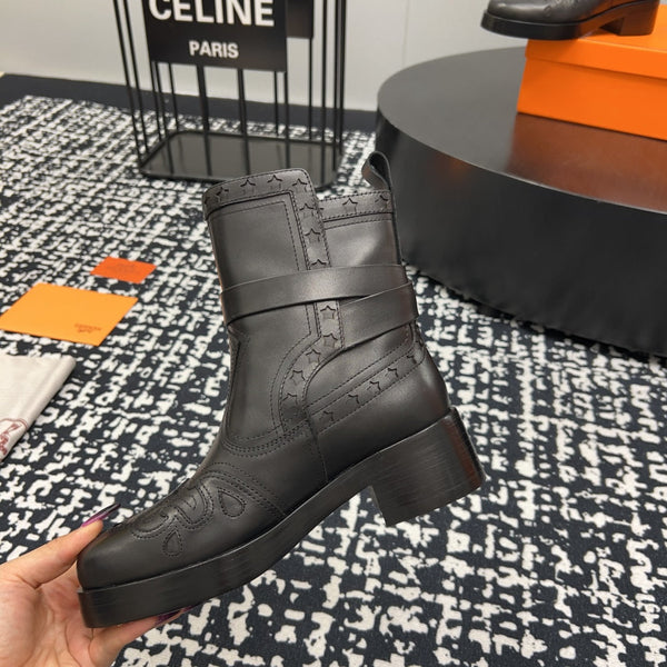 Stivaletto HM 50mm Nero con motivo stampato in pelle di vacchetta 952367