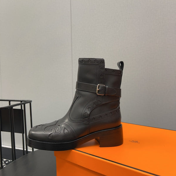 Stivaletto HM 50mm Nero con motivo stampato in pelle di vacchetta 952367