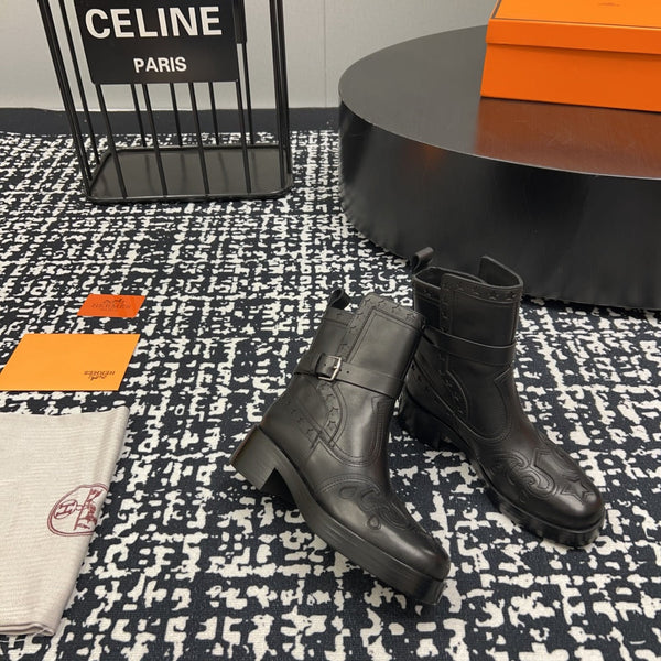 Stivaletto HM 50mm Nero con motivo stampato in pelle di vacchetta 952367