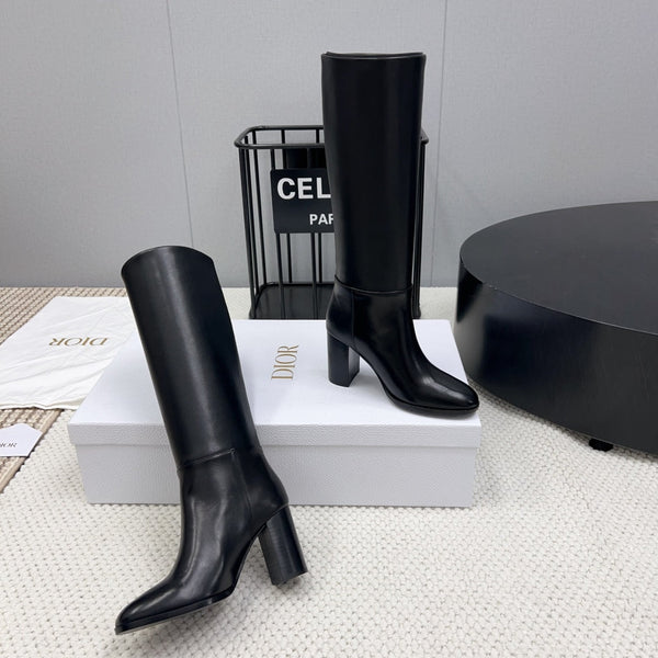 D-Town Heeled Boot 80mm In Black Cowhide 994868