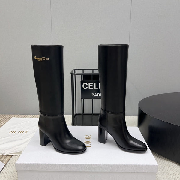 D-Town Heeled Boot 80mm In Black Cowhide 994868