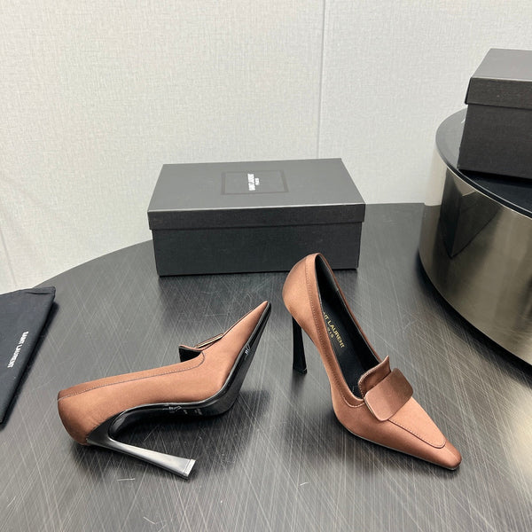 D'ORSAY PUMPS IN TOFFEE BROWN SILK
