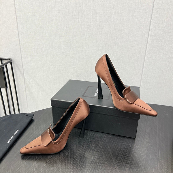 D'ORSAY PUMPS IN TOFFEE BROWN SILK