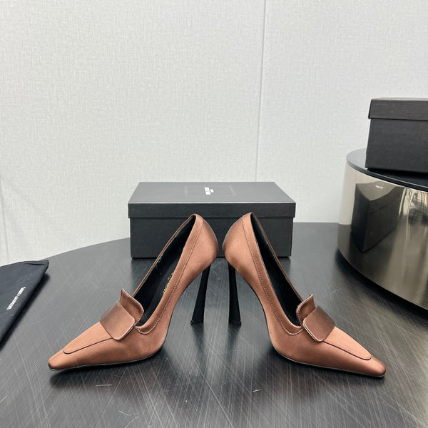 D'ORSAY PUMPS IN TOFFEE BROWN SILK
