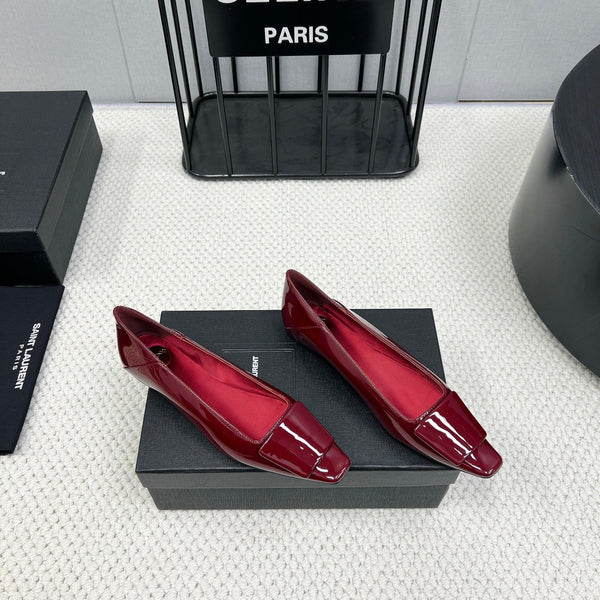 POPPY BALLET FLATS IN BURGUNDY RED GLOSSY LAMBSKIN