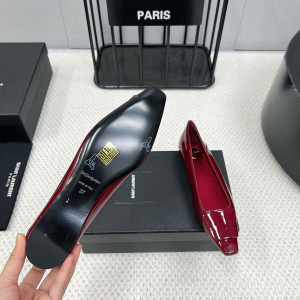 POPPY BALLET FLATS IN BURGUNDY RED GLOSSY LAMBSKIN