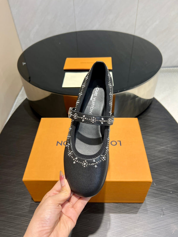 LV Romy Flat Ballerina Black Lambskin 516500