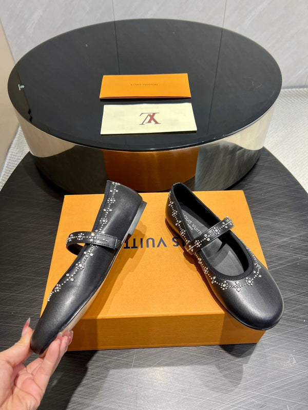 LV Romy Flat Ballerina Black Lambskin 516500