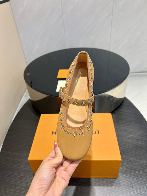 LV Romy Flat Ballerina Light Brown Lambskin 516501
