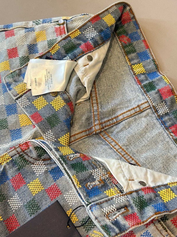 LV Checkerboard Design Short Multicolor Cotton